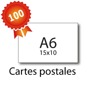 Impression 100 cartes postales A6 (15x10) - Livraison gratuite