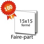 100 Faire-part double volet carrés 15x15 / 30x15 - 2 jours