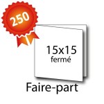 250 Faire-part double volet carrés 15x15 / 30x15 - 2 jours