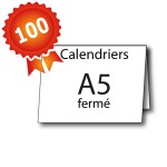 100 Calendriers double volet A5 fermé / A4 ouvert - 3 jours