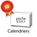 50 calendriers de poche 8,5x5,5 / 17x5,5 cm