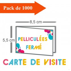 1000 Cartes de visite double volet 8,5x5,5 / 17x5,5 pelliculées - 3 jours