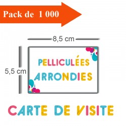 1000 Cartes de visite coins arrondis pelliculées - 3 jours