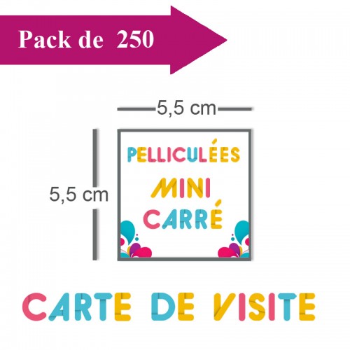 250 Cartes de visite mini carré - 2 jours