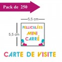250 Cartes de visite mini carré pelliculées - 3 jours