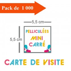 1000 Cartes de visite mini carré pelliculées - 3 jours