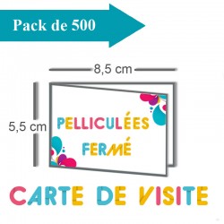 500 Cartes de visite double volet 8,5x5,5 / 17x5,5 pelliculées - 3 jours