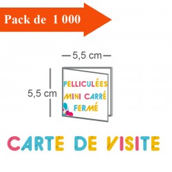 1000 Cartes de visite double volet 5,5x5,5 / 11x5,5 pelliculées - 8 jours