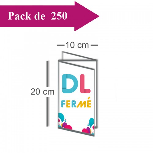 250 Dépliants double volet DL fermé (10x20) / 20x20cm ouvert - 3 jours