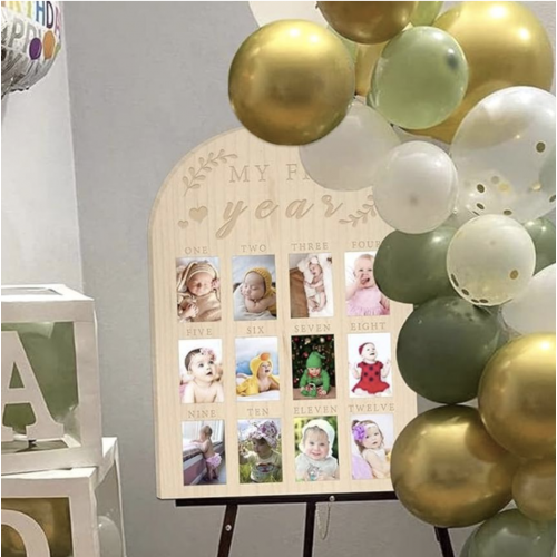 Tableau d'affichage photo en bois pour bébé